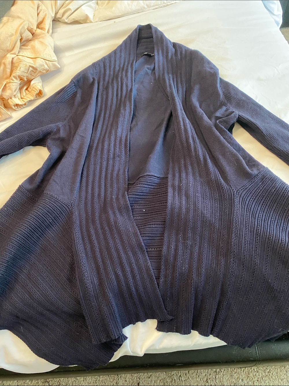 Verve Ami Navy Open-Front Ribbed Cardigan